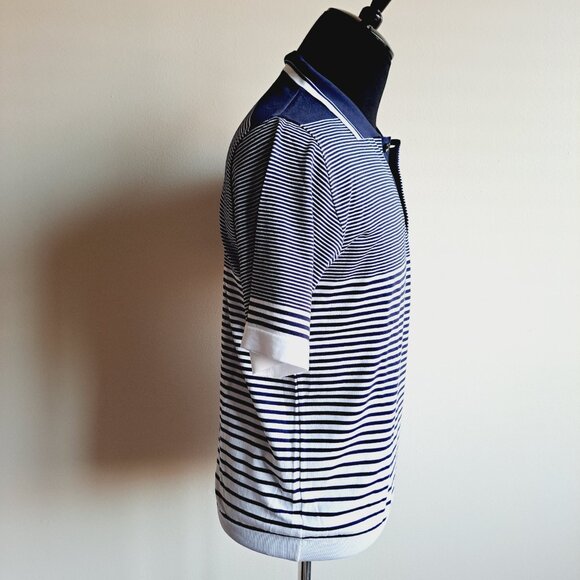 NEW Impulso Italian 100% Cotton Striped Blue Polo Shirt Size S - Picture 5 of 14